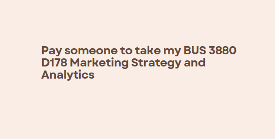 pay someone to take my BUS 3880 D178 Marketing Strategy and Analytics