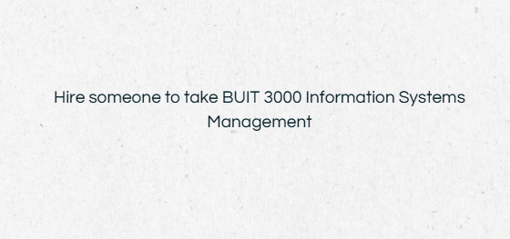 Hire someone to take BUIT 3000 Information Systems Management