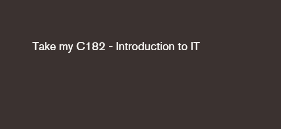 Take my C182 – Introduction to IT